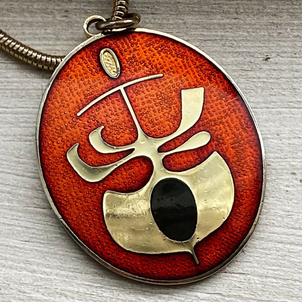 Modernist enamel necklace signed Gervais